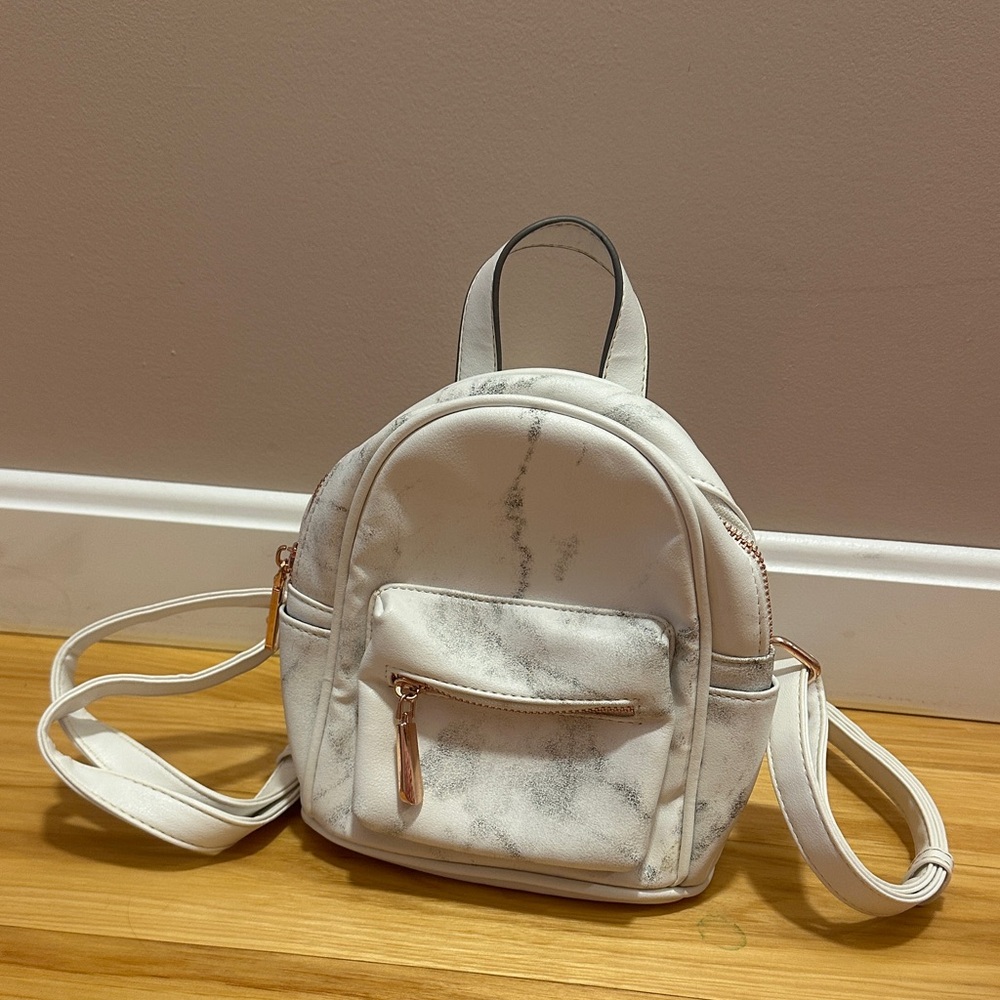 White Marble Mini Backpack
